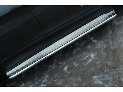Пороги с площадкой алюминиевый лист 42 мм РусСталь для Jeep Cherokee 2014-2018