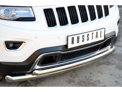 Защита передняя двойная 76-63 мм РусСталь для Jeep Grand Cherokee 2013-2021