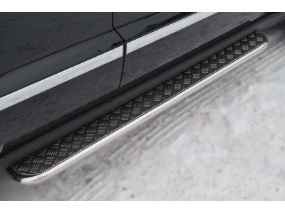 Пороги с площадкой алюминиевый лист 42 мм РусСталь для Jeep Grand Cherokee 2010-2013