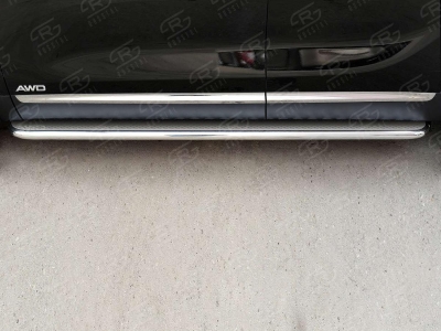 Пороги с площадкой нержавеющий лист 42 мм РусСталь для Kia Sorento Prime 2015-2017