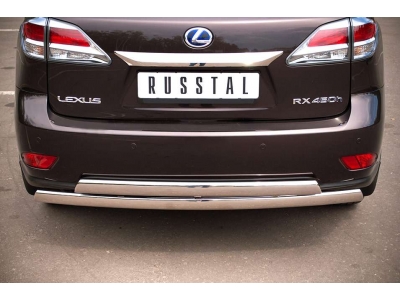 Защита заднего бампера овальная двойная 75х42 мм РусСталь для Lexus RX270/350/450 2009-2015