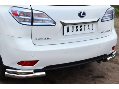 Защита задняя двойные уголки 63-42 мм РусСталь для Lexus RX270/350/450 2009-2015