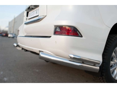 Защита задняя двойные уголки 76-42 мм РусСталь для Lexus GX460 2014-2019