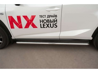 Пороги с площадкой алюминиевый лист 42 мм вариант 1 РусСталь для Lexus NX-200/200t/300h 2014-2021