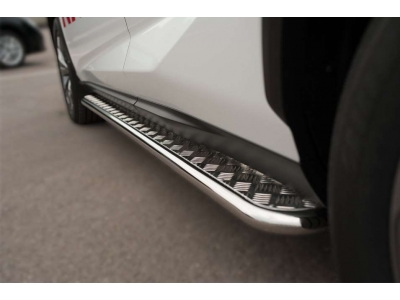 Пороги с площадкой нержавеющий лист 42 мм РусСталь для Lexus NX-200/200t/300h 2014-2021