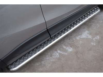 Пороги с площадкой алюминиевый лист 42 мм РусСталь для Mazda CX-5 2011-2015