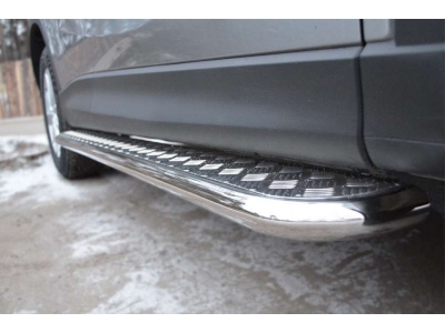 Пороги с площадкой алюминиевый лист 42 мм РусСталь для Mazda CX-5 2011-2015