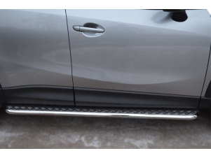 Пороги с площадкой алюминиевый лист 42 мм вариант 2 для Mazda CX-5 № M5L-0011382