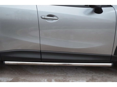 Защита штатных порогов 63 мм вариант 2 РусСталь для Mazda CX-5 2011-2015