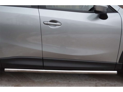 Защита штатных порогов 63 мм вариант 3 РусСталь для Mazda CX-5 2011-2015