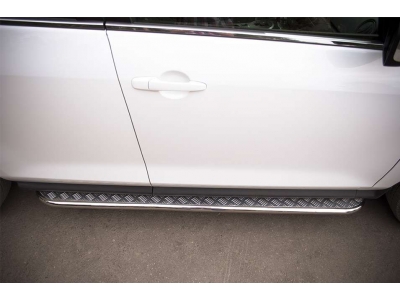 Пороги с площадкой алюминиевый лист 42 мм РусСталь для Mazda CX-7 2010-2013