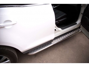 Пороги с площадкой алюминиевый лист 42 мм для Mazda CX-7 № MC7L-000646