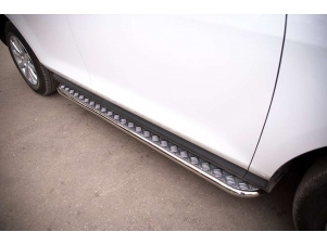 Пороги с площадкой алюминиевый лист 42 ммвариант 2  для Mazda CX-7 № MC7L-0006462