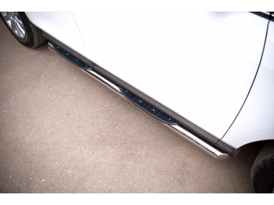 Пороги труба 76 мм с накладками вариант 1 РусСталь для Mazda CX-7 2010-2013