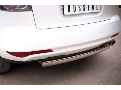 Защита заднего бампера овальная 75х42 мм РусСталь для Mazda CX-7 2010-2013
