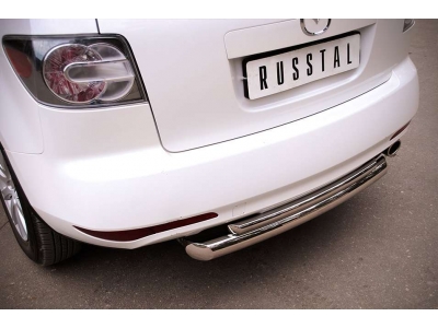 Защита заднего бампера двойная 76-42 мм РусСталь для Mazda CX-7 2010-2013