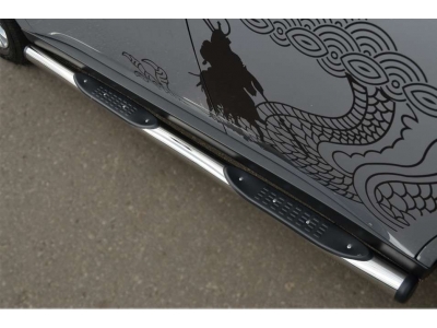 Пороги труба 76 мм с накладками вариант 2 РусСталь для Mitsubishi Outlander 2012-2014