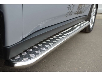 Пороги с площадкой алюминиевый лист 42 мм вариант 2 для Mitsubishi Outlander № MRT-0010552