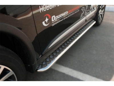 Пороги с площадкой алюминиевый лист 42 мм для Mitsubishi Outlander № MOL-002111