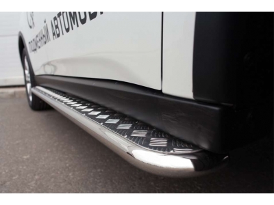 Пороги с площадкой алюминиевый лист 42 мм РусСталь для Mitsubishi Outlander 2014-2015