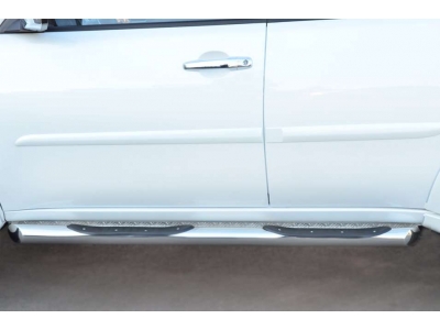 Пороги труба с накладками 76 мм вариант 1 РусСталь для Mitsubishi Pajero Sport 2013-2016