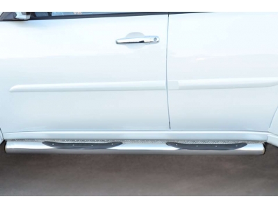 Пороги труба с накладками 76 мм вариант 3 РусСталь для Mitsubishi Pajero Sport 2013-2016