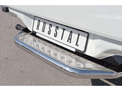 Защита заднего бампера с алюминиевым с листом 63 мм вариант 2 РусСталь для Mitsubishi L200 2015-2019