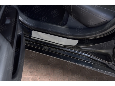 Накладки на пороги Russtal, зеркальные для Lexus ES 2018-2021