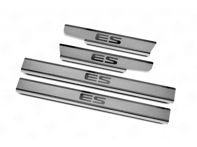 Накладки на пороги Russtal, шлифованные с логотипом для Lexus ES № LEXES18-03