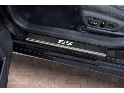 Накладки на пороги Russtal, карбон с логотипом для Lexus ES 2018-2021