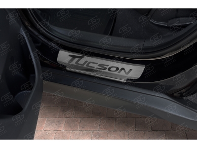 Накладки на пороги Russtal, шлифованные с логотипом для Hyundai Tucson 2015-2018