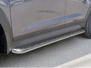 Пороги с площадкой нержавеющий лист 42 мм для Mazda CX-7 № MC7L–0006463