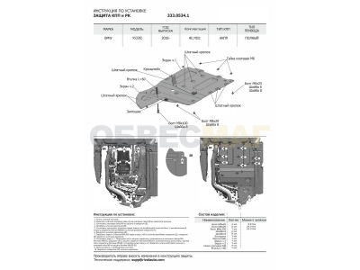 Новая машина!Защита КПП и РК Rival для BMW X5 G05 (30d; 40i; M50d) 2018-2019/X7 G07 (30d; 40i; M50d) 2019-2019, алюминий 4 мм, с крепежом