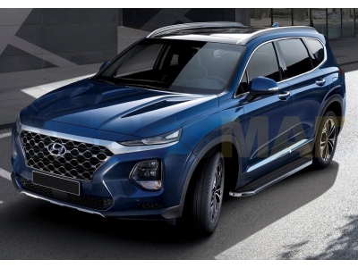 Пороги алюминиевые Rival Premium для Hyundai Santa Fe № A180ALP.2307.1
