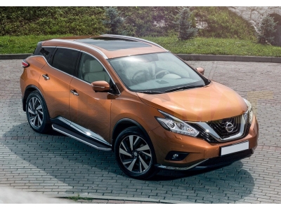 Пороги алюминиевые Rival Premium для Nissan Murano 2016-2021