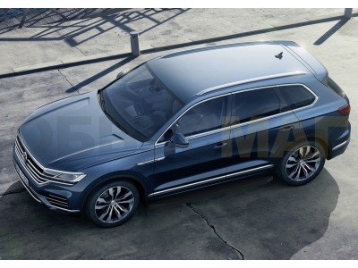 Пороги алюминиевые Rival Premium для Volkswagen Touareg 2018-2021