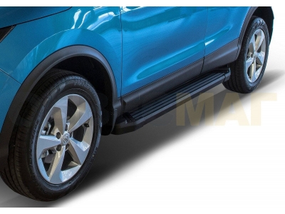 Пороги алюминиевые Rival Black для Nissan Qashqai/X-Trail/Renault Koleos 2015-2021