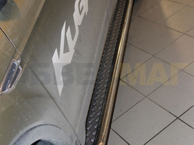 Пороги с площадкой алюминиевый лист 53 мм для Ford Kuga № FK2013_2
