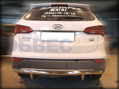 Защита заднего бампера 60 мм для Hyundai Santa Fe 2012-2016
