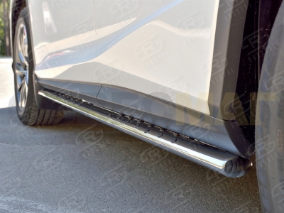 Пороги труба овальная с проступью 75х42 мм РусСталь для Lexus RX Long 2018-2021