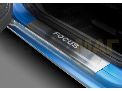 Накладки на пороги Rival с надписью, 4 шт для Ford Focus 2 2005-2011