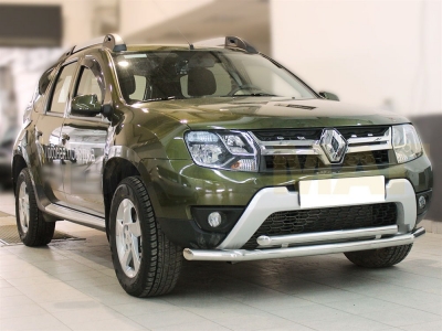 Защита передняя двойная 60-53 мм для Renault Duster 2015-2021