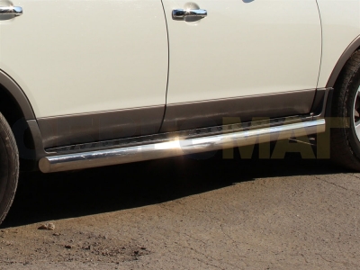 Защита штатного порог овальная 76х42 мм Технотек для Hyundai ix-55 2009-2013