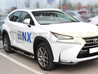 Пороги труба с накладками 76 мм Технотек для Lexus NX200t 2014-2017