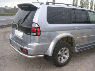Защита заднего бампера 60 мм полноразмерная для Mitsubishi Pajero Sport 1998-2007