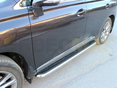 Пороги с площадкой алюминиевый лист 60 мм Технотек для Lexus RX270/300/350 2012-2015