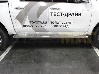 Пороги с площадкой алюминиевый лист 60 мм для Toyota Fortuner № TF17_2