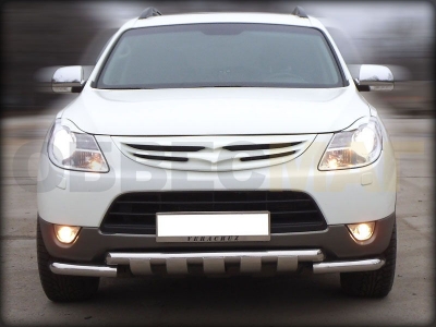 Защита переднего бампера 60 мм с накладками для Hyundai ix-55 2009-2013