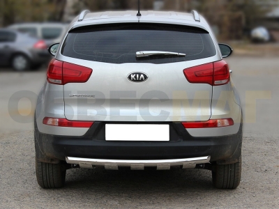 Защита заднего бампера 60 мм с накладками для Kia Sportage 2010-2015