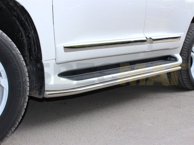 Защита штатного порога 43 мм Технотек для Toyota Land Cruiser 200 2013-2015